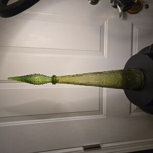 Vtg MCM Empoli Rossini Avacado Glass Wax Drip Genie Bottle Decanters Italy